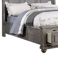 Demi California King Bed, Sleigh Headboard, Storage Drawers, Oak Gray Wood - BM301328