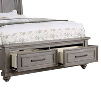 Demi King Size Bed, Sleigh Headboard, 2 Storage Drawers, Oak Gray Wood - BM301329