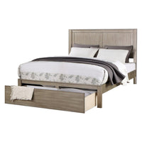 Kali Platform California King Bed, Panel Design, Storage Drawer, Light Tan - BM301343