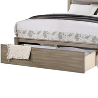Kali Platform California King Bed, Panel Design, Storage Drawer, Light Tan - BM301343
