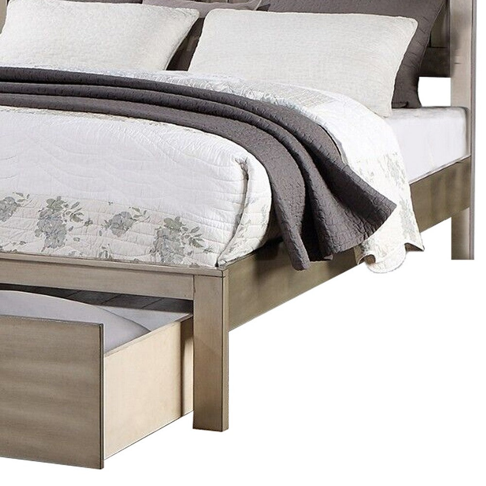 Kali Platform California King Bed, Panel Design, Storage Drawer, Light Tan - BM301343