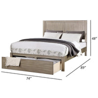 Kali Platform California King Bed, Panel Design, Storage Drawer, Light Tan - BM301343