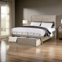 Kali Platform California King Bed, Panel Design, Storage Drawer, Light Tan - BM301343