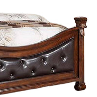 Jax Traditional Queen Size Bed, Tufted Upholstered Headboard, Cherry Brown - BM301371