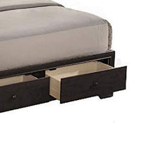 Queen Size Bed with 4 Storage Drawers, Bookcase Headboard, Walnut Brown - BM301375