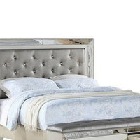 Reva Queen Bed, Storage Footboard, Silver Faux Leather Tufted Upholstery - BM301387
