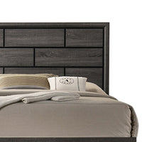 Mazie Queen Bed, Brick Style Headboard, Black Tapered Legs, Oak Gray Wood - BM301394