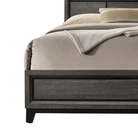 Mazie Queen Bed, Brick Style Headboard, Black Tapered Legs, Oak Gray Wood - BM301394