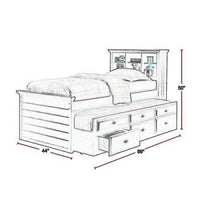 Toni Twin Size Trundle Bed with 6 Drawers, Bookcase Headboard, Brown Wood - BM301418