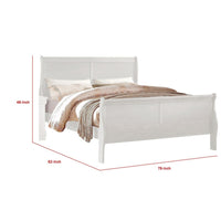 Nin King Size Sleigh Bed, Minimalist Style Headboard, Classic White Wood - BM301421