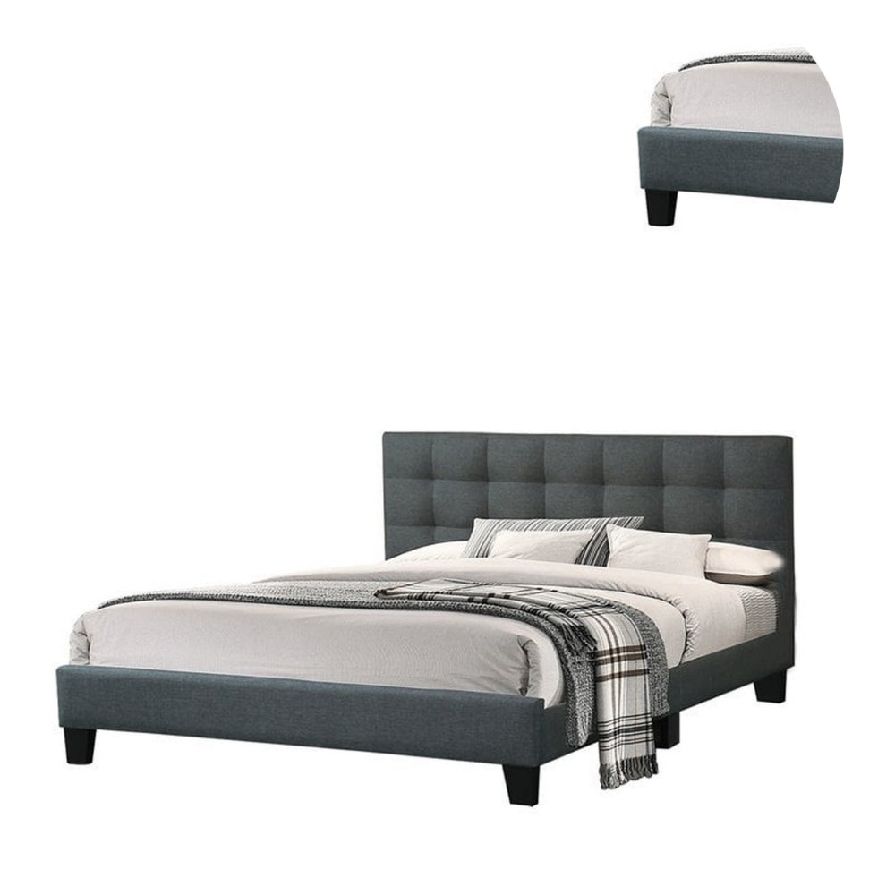 Dex Modern Platform King Size Bed, Plush Tufted Upholstery, Charcoal Gray - BM301426