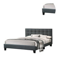 Dex Modern Platform King Size Bed, Plush Tufted Upholstery, Charcoal Gray - BM301426