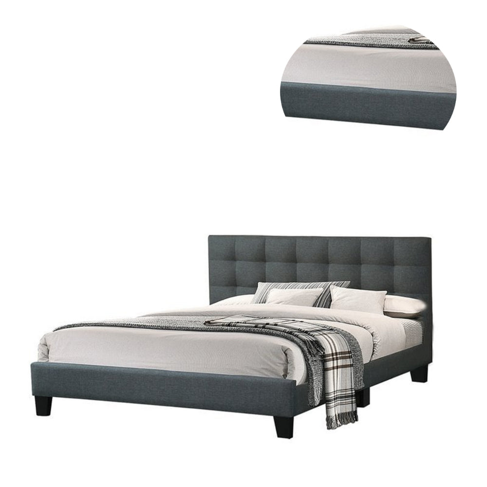Dex Modern Platform King Size Bed, Plush Tufted Upholstery, Charcoal Gray - BM301426