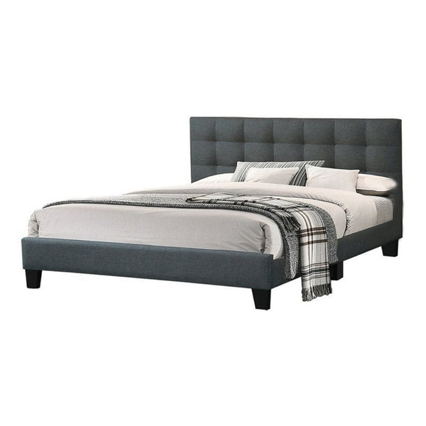 Dex Modern Platform King Size Bed, Plush Tufted Upholstery, Charcoal Gray - BM301426