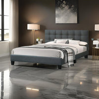 Dex Modern Platform Queen Size Bed, Plush Tufted Upholstery, Charcoal Gray - BM301428