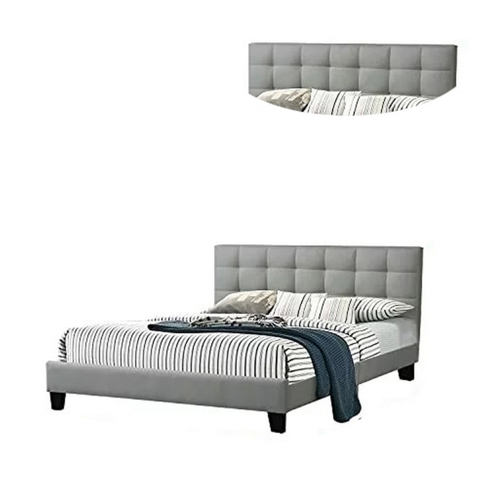 Dex Modern Platform King Size Bed, Plush Tufted Upholstery, Light Gray - BM301430