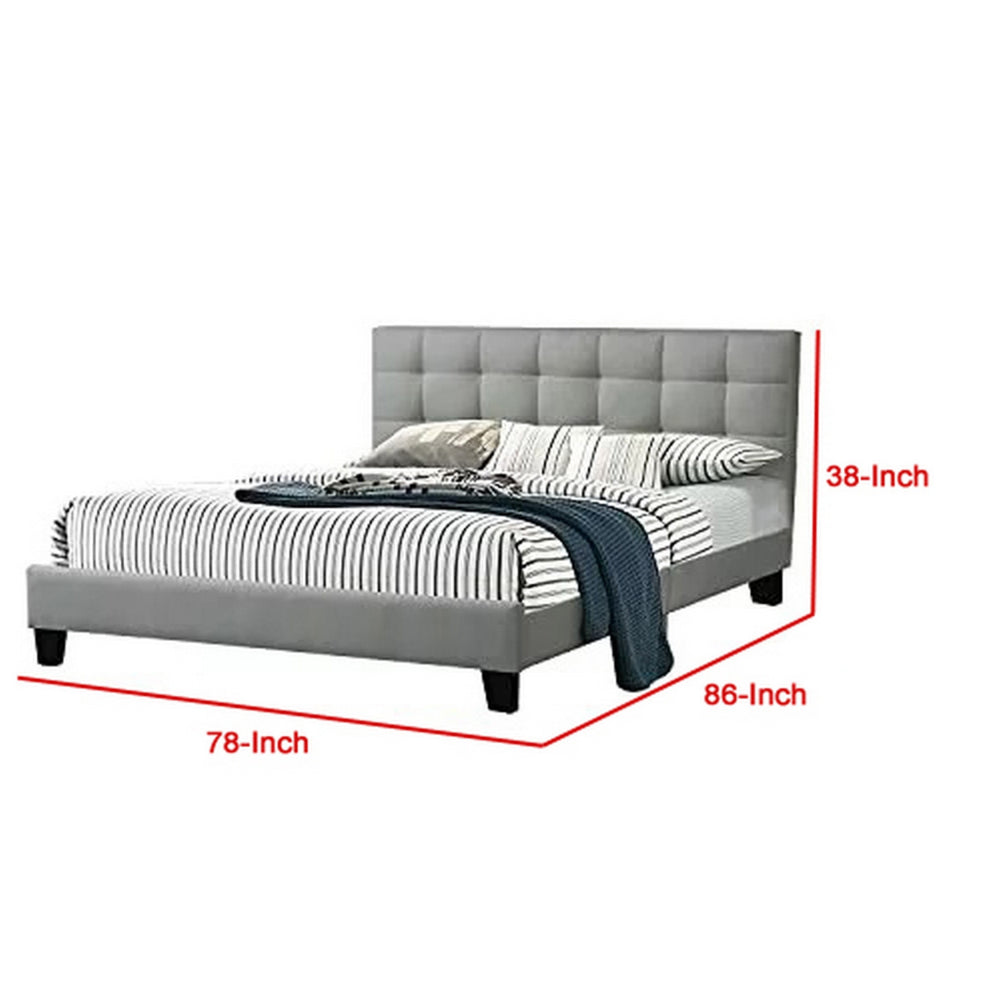 Dex Modern Platform King Size Bed, Plush Tufted Upholstery, Light Gray - BM301430