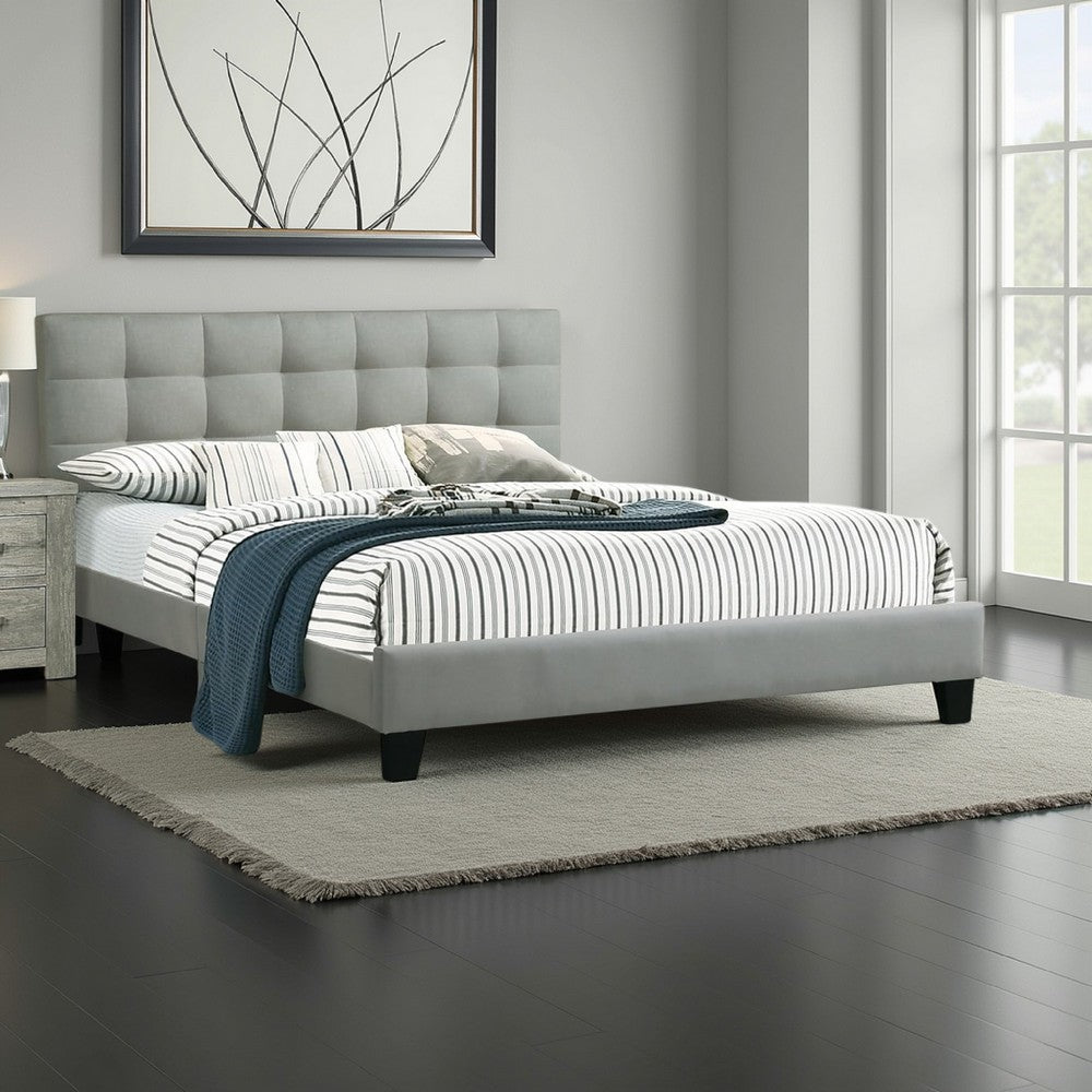 Dex Modern Platform King Size Bed, Plush Tufted Upholstery, Light Gray - BM301430