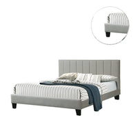 Dex Modern Platform Queen Size Bed, Square Tufted Upholstery, Light Gray - BM301432