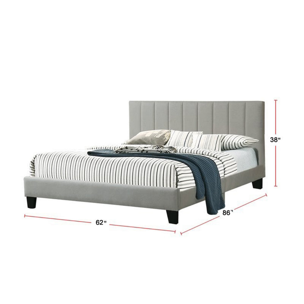 Dex Modern Platform Queen Size Bed, Square Tufted Upholstery, Light Gray - BM301432