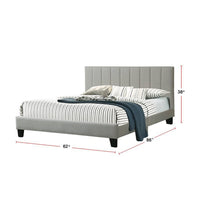 Dex Modern Platform Queen Size Bed, Square Tufted Upholstery, Light Gray - BM301432