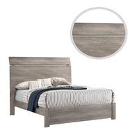 Posy Platform Queen Size Bed with Split Headboard, Distressed Gray Wood - BM301443