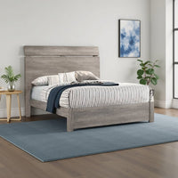 Posy Platform Queen Size Bed with Split Headboard, Distressed Gray Wood - BM301443
