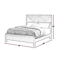 Yale Platform Queen Size Bed, Crossed Accent Panel, Dark Walnut Brown - BM301449