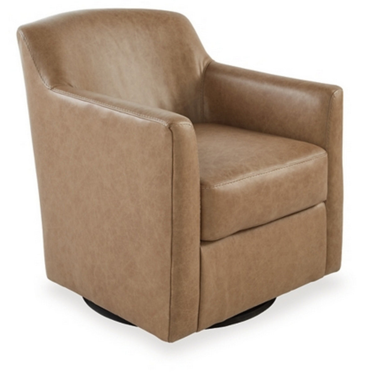 32 Inch Plush Swivel Accent Chair with Shelter Style Armrests, Faux Leather  - BM302046