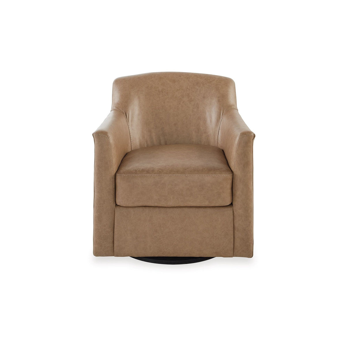 32 Inch Plush Swivel Accent Chair with Shelter Style Armrests, Faux Leather  - BM302046