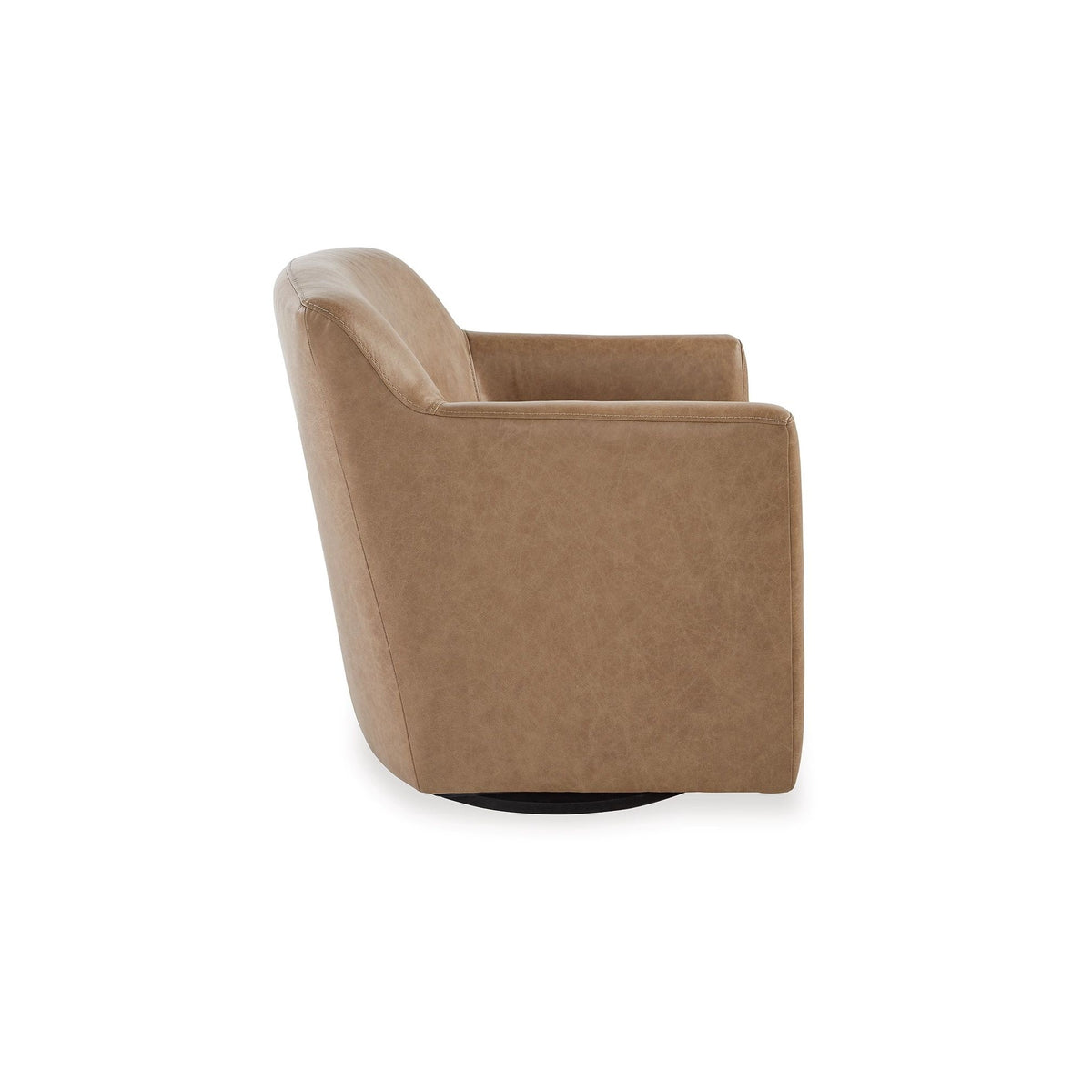 32 Inch Plush Swivel Accent Chair with Shelter Style Armrests, Faux Leather  - BM302046