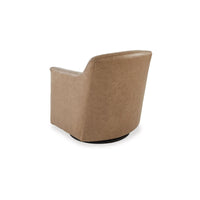 32 Inch Plush Swivel Accent Chair with Shelter Style Armrests, Faux Leather  - BM302046