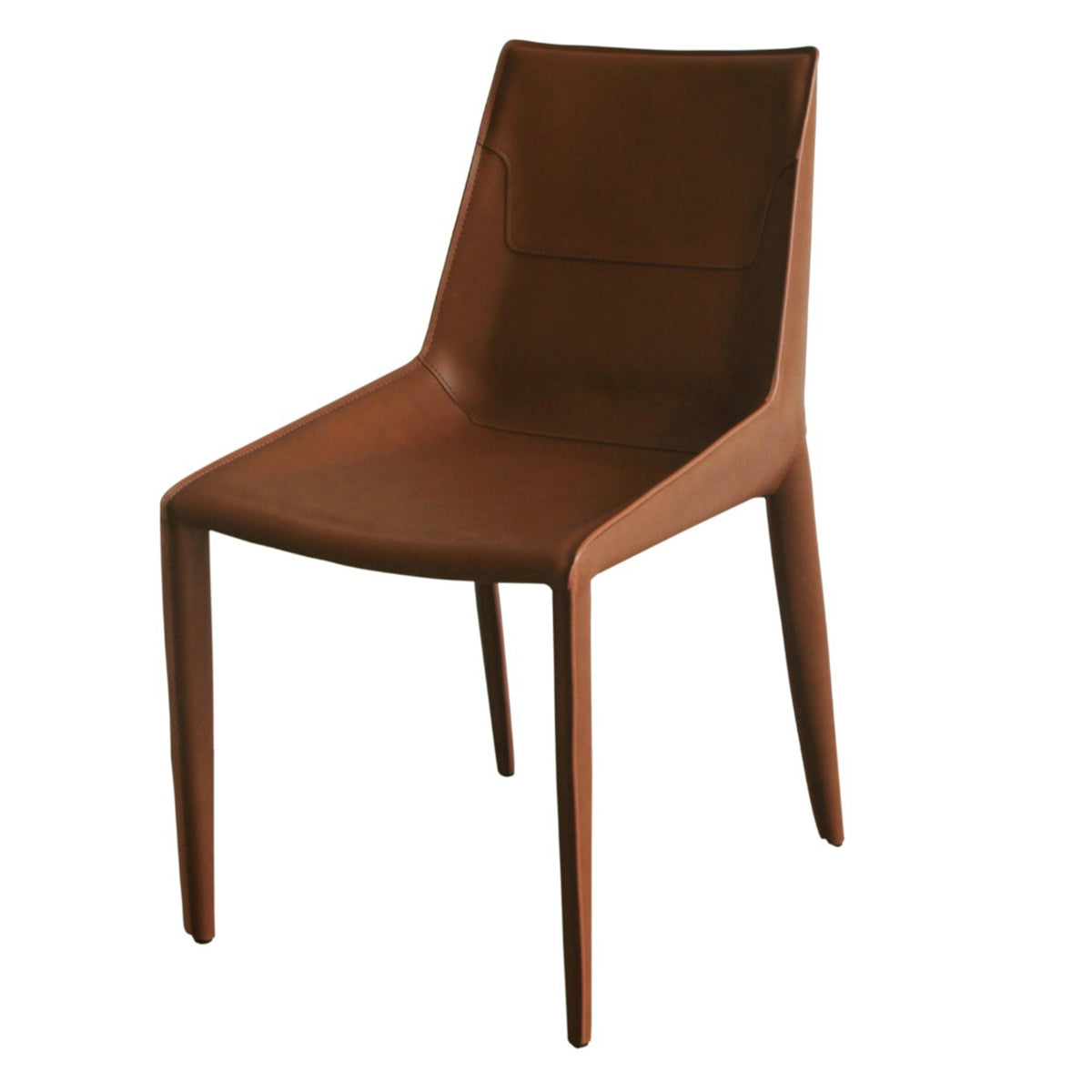 Cid Paz 19 Inch Dining Chair, Set of 2, Brown Saddle Leather, Tapered Legs  - BM302124