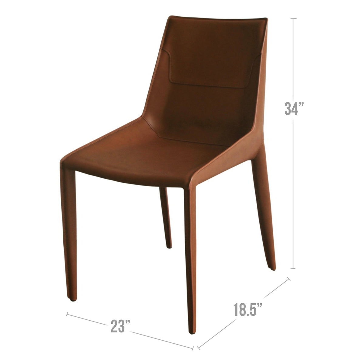 Cid Paz 19 Inch Dining Chair, Set of 2, Brown Saddle Leather, Tapered Legs  - BM302124