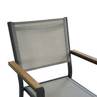 Foca 26 Inch Outdoor Dining Armchair, Faux Wicker, Gray, Tufted Backrest - BM302144