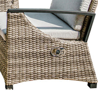 Foca 26 Inch Outdoor Dining Armchair, Faux Wicker, Gray, Tufted Backrest - BM302144
