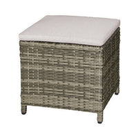 Foca 18 Inch Outdoor Square Ottoman, Set of 2, Gray Fabric, Faux Wicker - BM302145