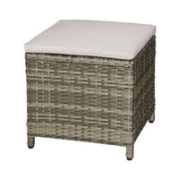 Foca 18 Inch Outdoor Square Ottoman, Set of 2, Gray Fabric, Faux Wicker - BM302145