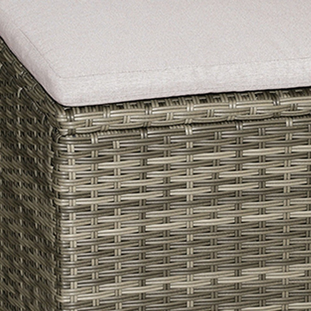 Foca 18 Inch Outdoor Square Ottoman, Set of 2, Gray Fabric, Faux Wicker - BM302145