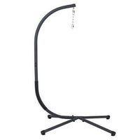 76 Inch Outdoor Swinging Chair Stand, Bold Black Steel, 4 Legged Base - BM302148