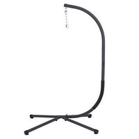 76 Inch Outdoor Swinging Chair Stand, Bold Black Steel, 4 Legged Base - BM302148