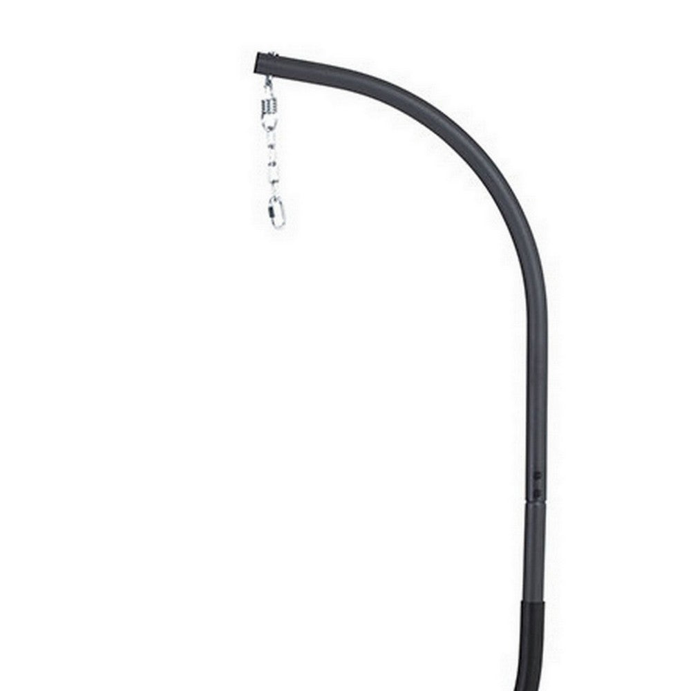 76 Inch Outdoor Swinging Chair Stand, Bold Black Steel, 4 Legged Base - BM302148