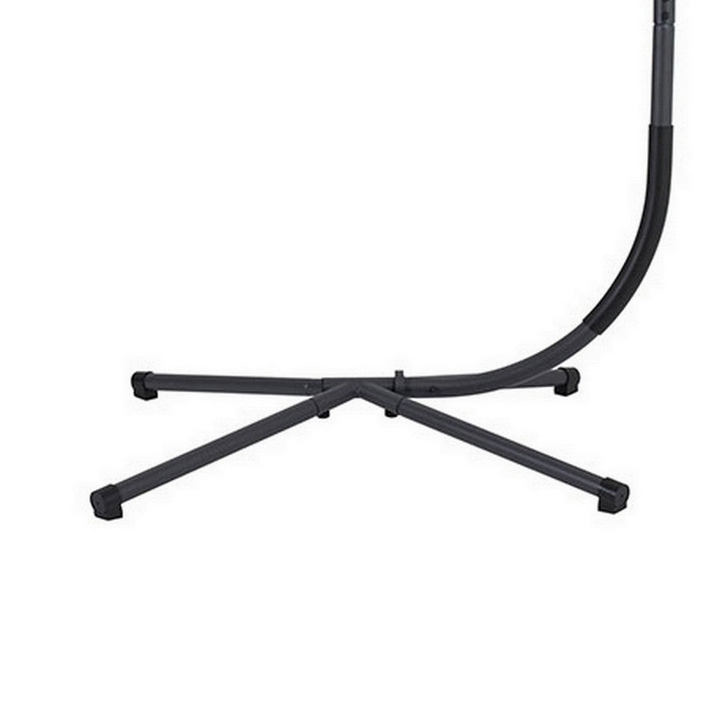 76 Inch Outdoor Swinging Chair Stand, Bold Black Steel, 4 Legged Base - BM302148