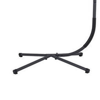 76 Inch Outdoor Swinging Chair Stand, Bold Black Steel, 4 Legged Base - BM302148