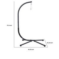 76 Inch Outdoor Swinging Chair Stand, Bold Black Steel, 4 Legged Base - BM302148