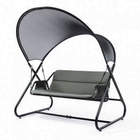 66 Inch Outdoor Swing Chair, Double Hanging, Sturdy Steel Frame, Black  - BM302149
