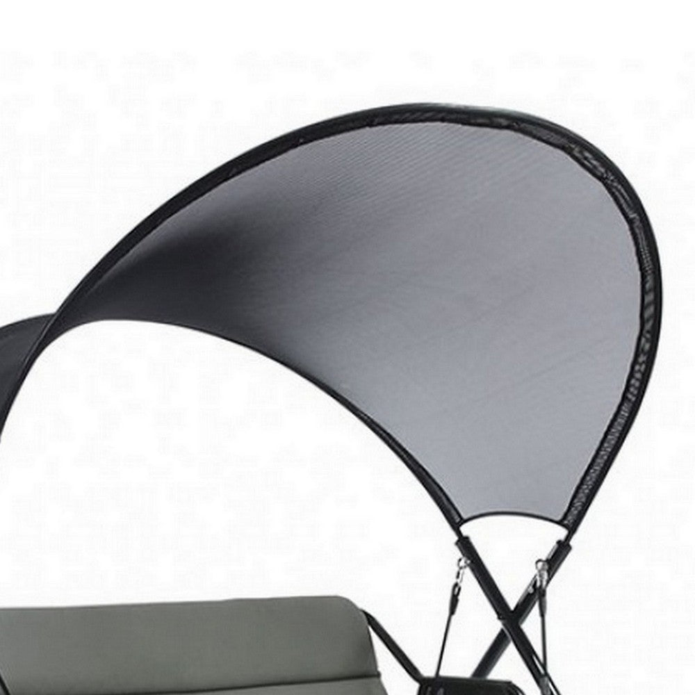 66 Inch Outdoor Swing Chair, Double Hanging, Sturdy Steel Frame, Black  - BM302149