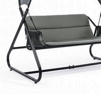 66 Inch Outdoor Swing Chair, Double Hanging, Sturdy Steel Frame, Black  - BM302149