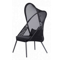 34 Inch Outdoor Foldable Chair, Set of 2, Black Fabric Seat, Steel Frame - BM302150