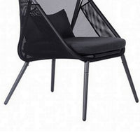 34 Inch Outdoor Foldable Chair, Set of 2, Black Fabric Seat, Steel Frame - BM302150